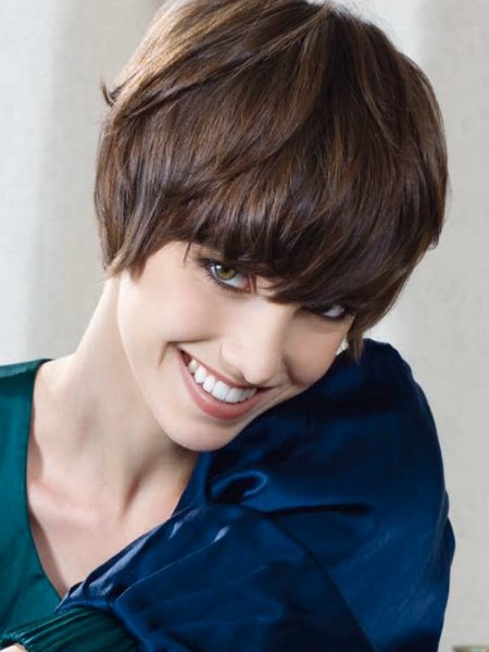 Short bob hairstyle that always falls back into place