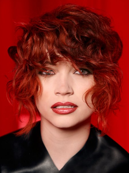 High fashion hair with an intense red color