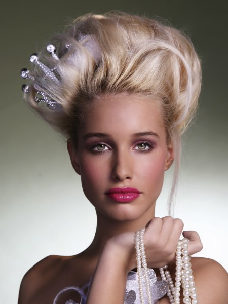Opulent hairstyle with a tiara