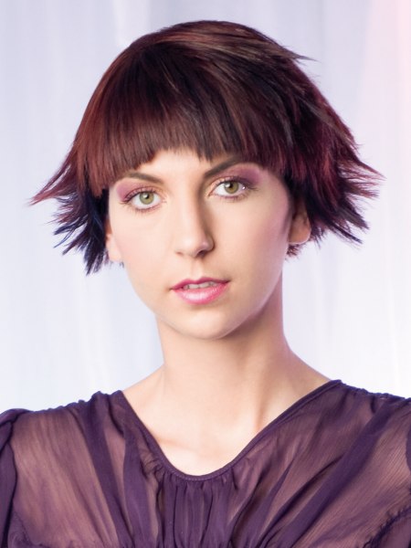 Short A line haircut with curved bangs
