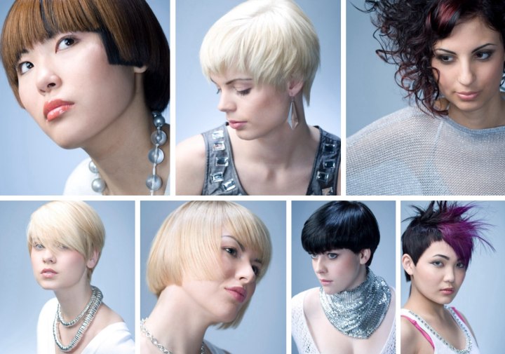 Short hairstyles with strong hair colors