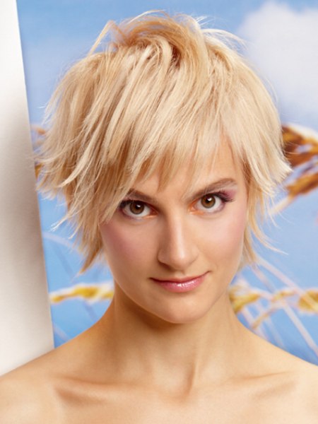Romantic short hairstyle with messiness and movement