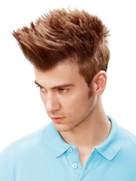 Men's hair that stands up in spikes