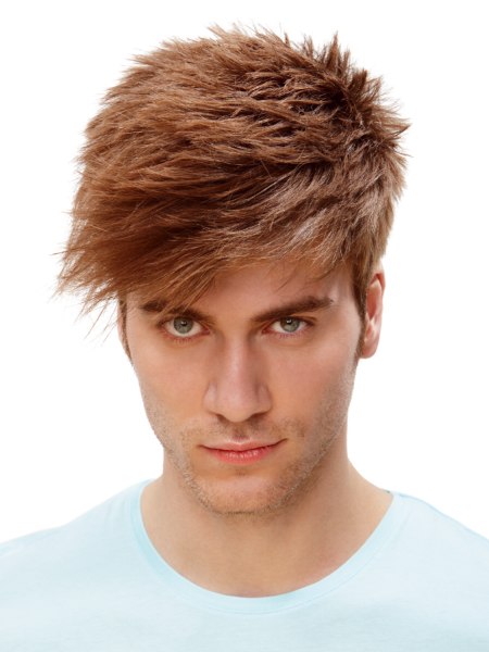 Men's haircut with diagonal styling