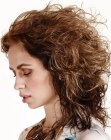 Shoulder length hair with curls and beach waves