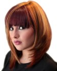 Long A-line bob with a feathery cutting line