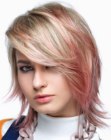 Medium length seventies hair with pastel colors