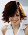 Not-too-short collar length hairstyle with flipped ends