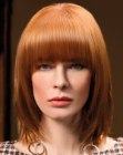 Clavicle length shag cut with long bangs