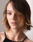Light feathered bob for hair with natural waves
