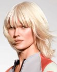 Blonde beach look hair with bangs for summer