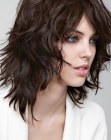 Shoulder length hair with layers and feathery tips