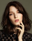 Wavy shoulder long bob with side bangs