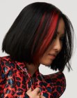 Razor cut bob with block coloring