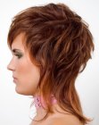 Hairdo with different lengths and disheveled styling