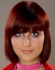 Longish bob with bangs for red hair