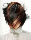 Hairstyle with streaks for dark Asian hair
