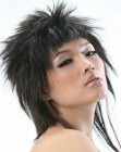 Spiky medium length hairstyle for Asian women