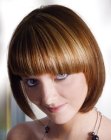 Bob cut with hair that angles around the face