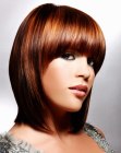 Sleek medium length bob that accentuates the cheekbones