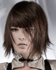 Textured page boy haircut with straight bangs