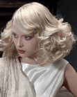 Romantic blonde hair with large finger waves