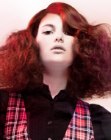 Goth hairstyle for red hair with curls