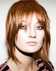 Hairstyle with a combination of a long bob and a pixie cut