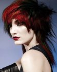 Rocking red hair with an extended neckline