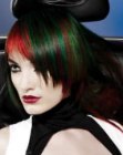 Hair with a combination of red and green hues