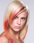 Blonde hair with orange and red color effects