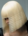 Platinum blonde bob with crimped hair