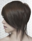 Haircut with disconnected lines and elongated strands