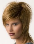 Medium length shag haircut with a choppy crown