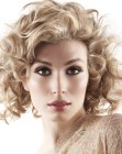 Medium long beige blonde hair with curls