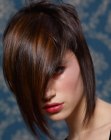 Medium length hairstyle for sleek dark brown hair