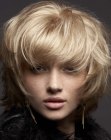 Medium length hair styled for a windblown appeal