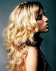 Long golden blonde hair with texture in the tips