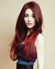Very long red hair with layers