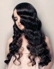 Very long hair with retro waves