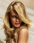Long blonde hair with highlights and streaks