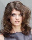 Brunette shoulder length hair with waves