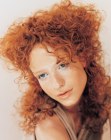 Long contemporary hairstyle with red curls
