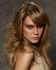 Long hair with honey blonde layers