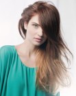 Mid-back long hair with layers and color transition