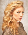 Long golden blonde hair with elegant waves and bounce