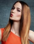 Sleek long hair with color variations