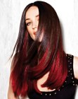 Dip dye coloring for mid-back length hair