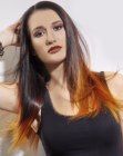 Sleek long hair with ombré coloring