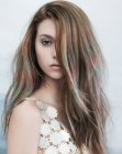 Long hairstyle with sheer colors and light tips
